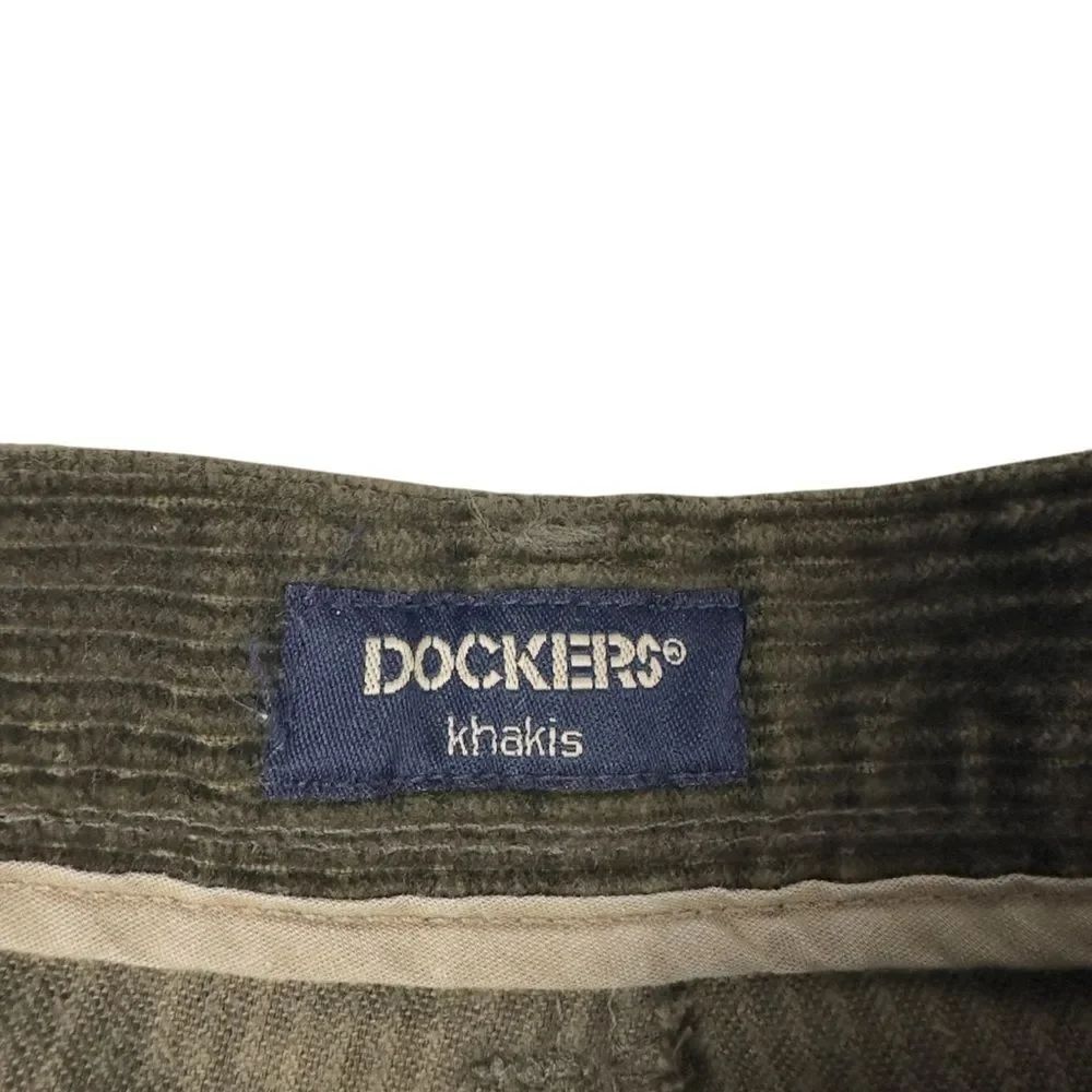 Vintage Dockers Corduroy Pants Men's 38x30 Olive Green 90s Pleated Preppy Skate - Picture 3 of 5